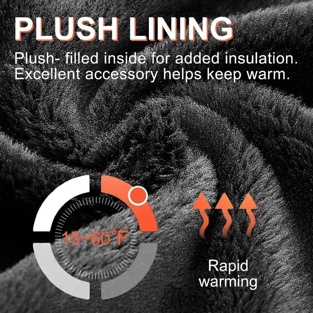 Women's Jet Black Winter Warm Imported Fleece Lining Cozy Wool Knit Thick Gloves